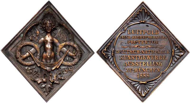 Bayern-München, Stadt
Rautenförmige Bronzegussplakette 1888. Deutsch-Nationale ...