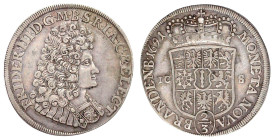 Brandenburg-Preußen
Friedrich III., 1688-1701
2/3 Taler 1691 ICS, Magdeburg. 16,94 g. sehr schön. v. Schrötter 168. Davenport. 273.