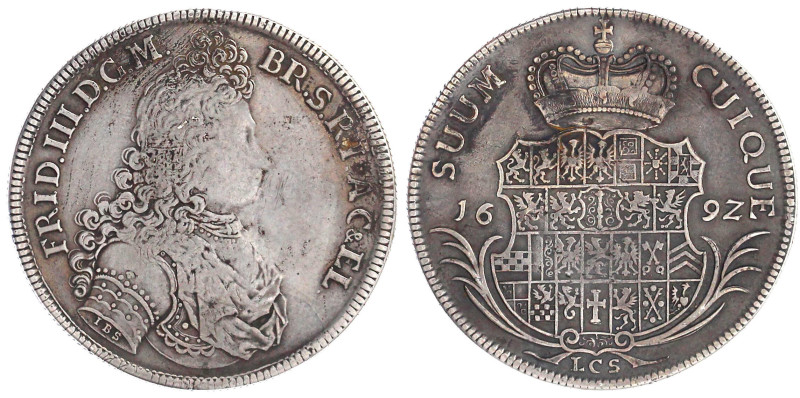 Brandenburg-Preußen
Friedrich III., 1688-1701
Reichstaler 1692 IBS/LCS, Berlin...