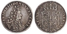 Brandenburg-Preußen
Friedrich III., 1688-1701
2/3 Taler 1694 ICS, Magdeburg. Brb. im deutschen Harnisch. sehr schön. v. Schrötter 179.
