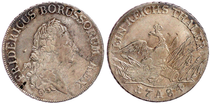 Brandenburg-Preußen
Friedrich II., 1740-1786
Reichstaler 1784 A, Berlin. 21,85...