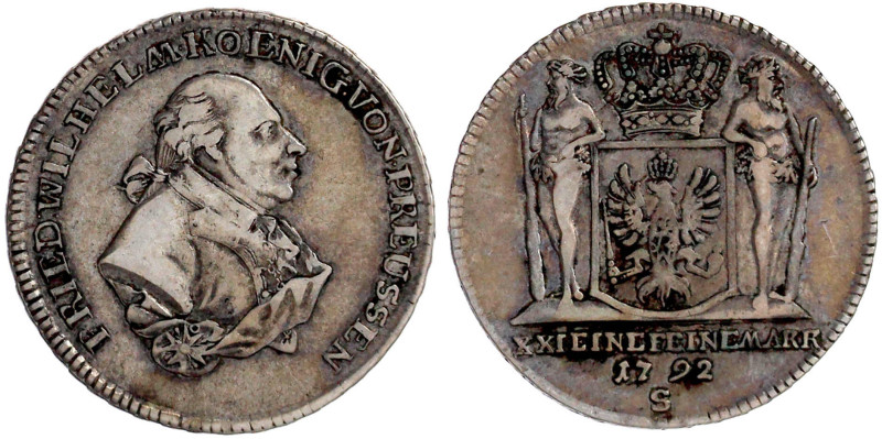 Brandenburg-Preußen
Friedrich Wilhelm II., 1786-1797
2/3 Taler 1792 S, Schwaba...