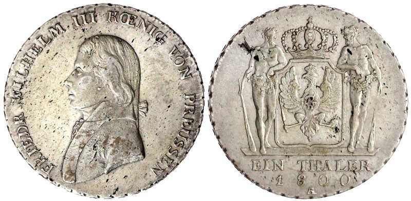 Brandenburg-Preußen
Friedrich Wilhelm III., 1797-1840
Taler 1800 A, Berlin. vo...