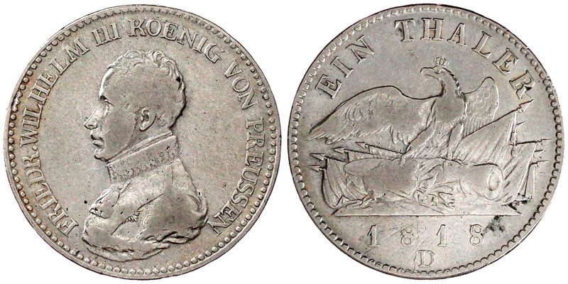 Brandenburg-Preußen
Friedrich Wilhelm III., 1797-1840
Taler 1818 D, Düsseldorf...