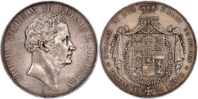 Brandenburg-Preußen
Friedrich Wilhelm III., 1797-1840
Vereinsdoppeltaler 1839 A, Berlin. sehr schön/vorzüglich. Jaeger 64. Thun 252. AKS 9.