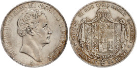 Brandenburg-Preußen
Friedrich Wilhelm III., 1797-1840
Vereinsdoppeltaler 1839 A, Berlin. sehr schön/vorzüglich, etwas berieben. Jaeger 64. Thun 252....