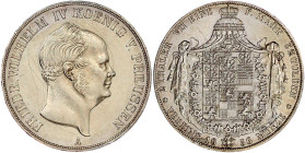 Brandenburg-Preußen
Friedrich Wilhelm IV., 1840-1861
Vereinsdoppeltaler 1856 A. div. Kratzer, sonst vorzüglich. Jaeger 82. AKS 70. Olding 303.