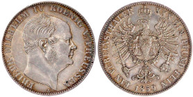Brandenburg-Preußen
Friedrich Wilhelm IV., 1840-1861
Vereinstaler 1859 A, Berlin. gutes vorzüglich. Jaeger 84. AKS 78. Olding 316.