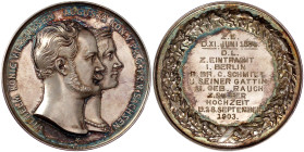 Brandenburg-Preußen
Wilhelm I., 1861-1888
Silbermedaille v. Kullrich o.J. (1854) graviert 1903 von der Loge zur Eintracht Berlin für Bruder C. Schmi...