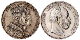 Brandenburg-Preußen
Wilhelm I., 1861-1888
2 Stück: Krönungstaler 1861 A, Siegestaler 1871 A. beide sehr schön/vorzüglich. AKS 116, 118.