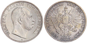 Brandenburg-Preußen
Wilhelm I., 1861-1888
Vereinstaler 1867 A, Berlin. vorzüglich. Jaeger 96. AKS 99. Olding 405.