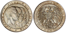 Brandenburg-Preußen
Wilhelm II., 1888-1918
Silbermedaille "Jubilaeums Segensmünze" (Rand) 1895, unsign. 25-Jf. der siegreichen Waffentage des deutsc...