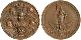 Brandenburg-Preußen
Wilhelm II., 1888-1918
Bronzemedaille o.J.(1895/1896) von Schäfer und Mayer, Stuttgart. Siegesjubel nach Sedanschlacht. Büsten K...