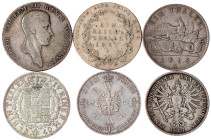 Brandenburg-Preußen
Lots
6 Taler: 1814 A, 1816 A, 1818 A, 1840 A, Krönungstaler 1861 und 1867 A. sehr schön und fast sehr schön