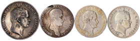 Brandenburg-Preußen
Lots
4 Silbermünzen: Doppeltaler 1846 (Broschiesp.), Taler 1814 A (s/ss), 1840 A (Fassungs- u. Henkelsp.), 1847 A (fast ss)