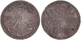 Braunschweig-Wolfenbüttel
Rudolf August, 1666-1685
Löser zu 3 Talern 1685 RB, Zellerfeld. Münzmeister Rudolf Bornemann. Fünffach behelmtes, 11feldig...