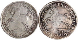 Braunschweig-Wolfenbüttel
Rudolf August und Anton Ulrich, 1685-1704
2 X 24 Mariengroschen, 1693 und 1694. Springendes Ross. sehr schön/vorzüglich. W...