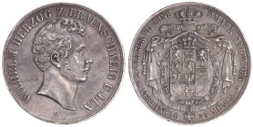 Braunschweig-Wolfenbüttel
Wilhelm, 1831-1884
Vereinsdoppeltaler 1855 B. gutes sehr schön. Jaeger 251. Thun 119. AKS 73.