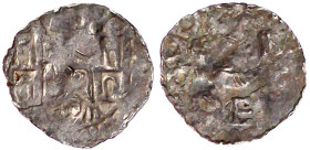 Trier-Erzbistum
Poppo von Babenberg, 1016-1047
Pfennig o.J. Kopf des hl. Simon unter der Porta Nigra/Kreuz. schön, gewellt. Dannenberg 468. Weiller ...