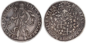 Trier-Erzbistum
Lothar von Metternich, 1599-1623
Reichstaler 1613, Koblenz. Hl. Petrus schreitet l. mit Schlüssel und Buch//Behelmtes, vierfeldiges ...