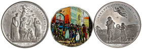 Württemberg
Wilhelm I., 1816-1864
Zinn-Steckmedaille 1816/1817 von Stettner, a.d. überstandene Hungersnot. Mit 7, teilweise zusammenhängenden Einlag...