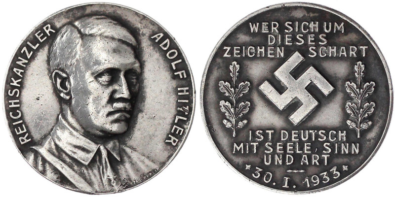 Drittes Reich
Silbermedaille 1933 von Oertel. A.d. Machtergreifung. Brb. Hitler...