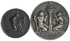 Eisenguß
2 Medaillen: Waldenburger Jugendtaler 1922 von Johannes Kiunka (51 mm), In Eiserner Zeit 1916 von Hosaeus (40 mm). vorzüglich