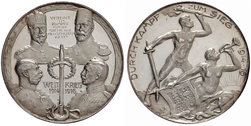Erster Weltkrieg
Silbermedaille 1916 v. Fritz König, a.d. Waffenbrüderschaft. D...