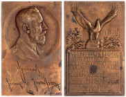 Luftfahrt und Raumfahrt
Rechteckige Bronzeplakette o.J.(1914) von Korschann, a.d. Prinz-Heinrich-Flug. 53 X 82 mm. vorzüglich, fleckig, kl. Randfehle...