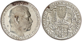 Medailleure
Goetz, Karl
Silbermedaille 1927 D, auf den 80. Geburtstag v. Paul v. Hindenburg, Deutschen Reiches treuster Diener. 2 Wappen/Brb. n.r. R...