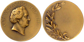 Personenmedaillen
Goethe, Johann Wolfgang von *1749 Frankfurt, +1832
Bronzemedaille o.J.(vor 1984) von Schwerdt, Stuttgart. Kopf r./Lorbeerkranz. 44...