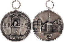 Schützenmedaillen
Aalen
Tragbare Silbermedaille 1933, unsign. A.d. Bahnschutzwettschießen in Aalen. 34 mm 16,02 g. vorzüglich, mattiert, kl. Stempel...