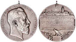 Schützenmedaillen
Frankfurt/Main
Tragbare Silbermedaille 1912 v. Lauer, a.d. XVII. dt. Bundes- und Goldenes Jubiläumsschießen. Kopf Prinz Heinrich v...