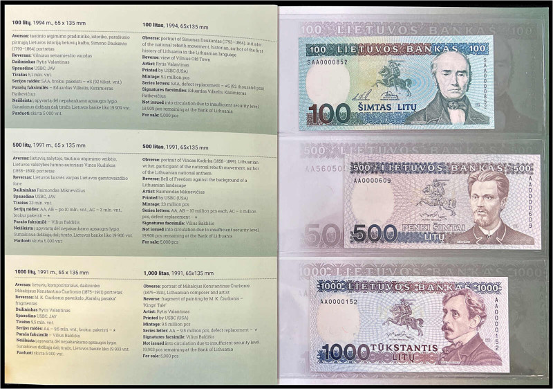 Ausland
Litauen
Souvenirset von 3 Geldscheinen der Lietuvos Bankas zu 100, 500...