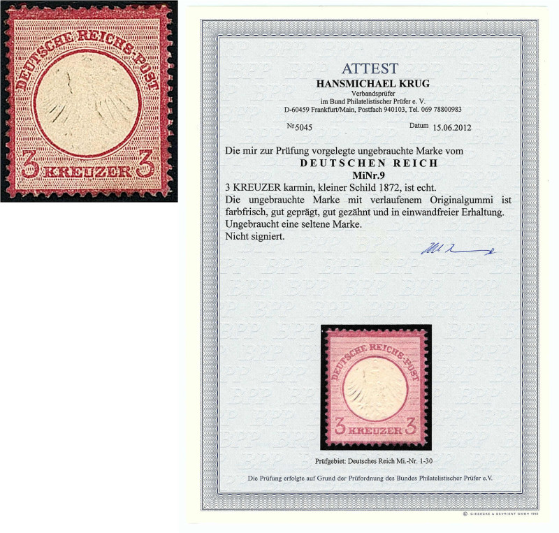 Deutschland
Deutsches Reich
3 Kreuzer kleiner Brustschild 1872, ungebrauchte M...