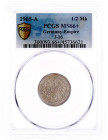 1/2 Mark gr. Adler Eichenzweige, Silber 1905-1919
1905 A. Im PCGS-Blister mit Grading MS 66+. Stempelglanz, Prachtexemplar. Jaeger 16.