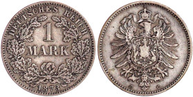 1 Mark kleiner Adler, Silber 1873-1887
1873 C. schön/sehr schön, kl. Kratzer, selten. Jaeger 9.