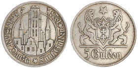 Danzig, Freie Stadt
5 Gulden 1923, Marienkirche. gutes sehr schön. Jaeger D 9.