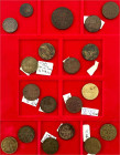 Lots allgemein
Deutsch-Ostafrika, 19 Münzen auf Schuber: 5 Heller 1908 J, 1916 T, Pesa 1891, 16 Varianten zum 20 Heller 1916 T. meist sehr schön