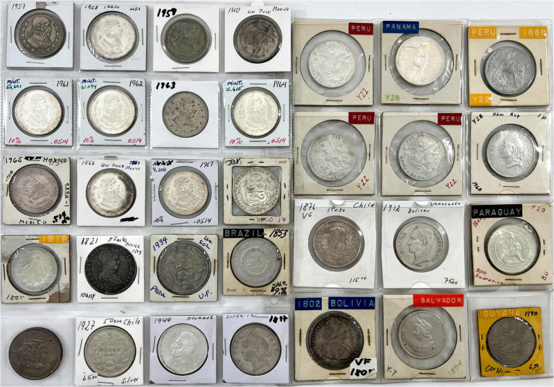 Ausland
Süd-Amerika
32 Münzen (30 X Silber) des 19. und 20. Jh. Mittelamerika,...