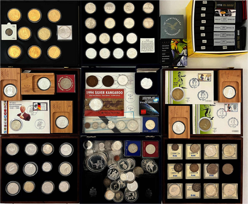 Sammlungen allgemein
Karton mit Sammlung Silbermünzen aus aller Welt ab ca. 188...