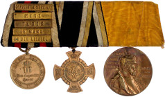 Deutschland
Deutsche Länder, bis 1918
Dreier-Ordensspange: Preussen Kriegsdenkmünze 1870/1871 mit Gefechtsspangen Gravelotte-St. Privat, Metz, Paris...
