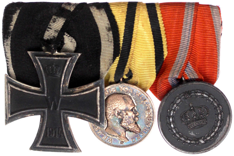 Deutschland
Deutsche Länder, bis 1918
Dreier-Ordensspange: EK II 1914, Württem...