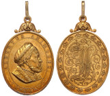 Deutschland
Deutsche Länder, bis 1918
Silberne Verdienstmedaille des Albrechtsordens, verliehen 1861/1876. 22,66 g. Vergoldetes Spangenstück. sehr s...