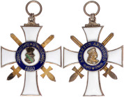 Deutschland
Deutsche Länder, bis 1918
Sachsen: Ritterkreuz 2. Klasse zum Albrechtsorden 2. Modell mit Schwertern (Schwerter einseitig). Hersteller G...