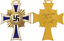 Deutschland
Drittes Reich, 1933-1945
Mutterkreuz in Gold 1938. vorzüglich/Stempelglanz. Niemann 6.02.30a.
