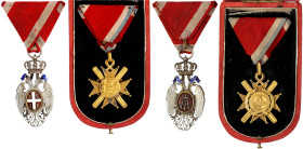 Serbien
2 Stück: Orden des Weißen Adlers Typ I (1883-1903), Ehrenzeichen 5. Klasse am Band (Barac 178), Orden des Kreuzes von Takovo Typ I (1865) am ...