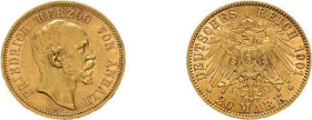 Anhalt, 20 Mark 1901, Friedrich I., AKS 37, J. 181, vorzüglich.