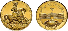 Baden, Goldmedaille (50mm, 70,62g), 1955, unsigniert, auf den 300. Geburtstag des Markgrafen Ludwig Wilhelm. Av: Der Markgraf zu Pferd nach rechts, da...