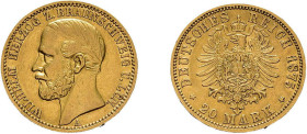 Braunschweig, 20 Mark 1875, Wilhelm, J. 203, sehr schön.